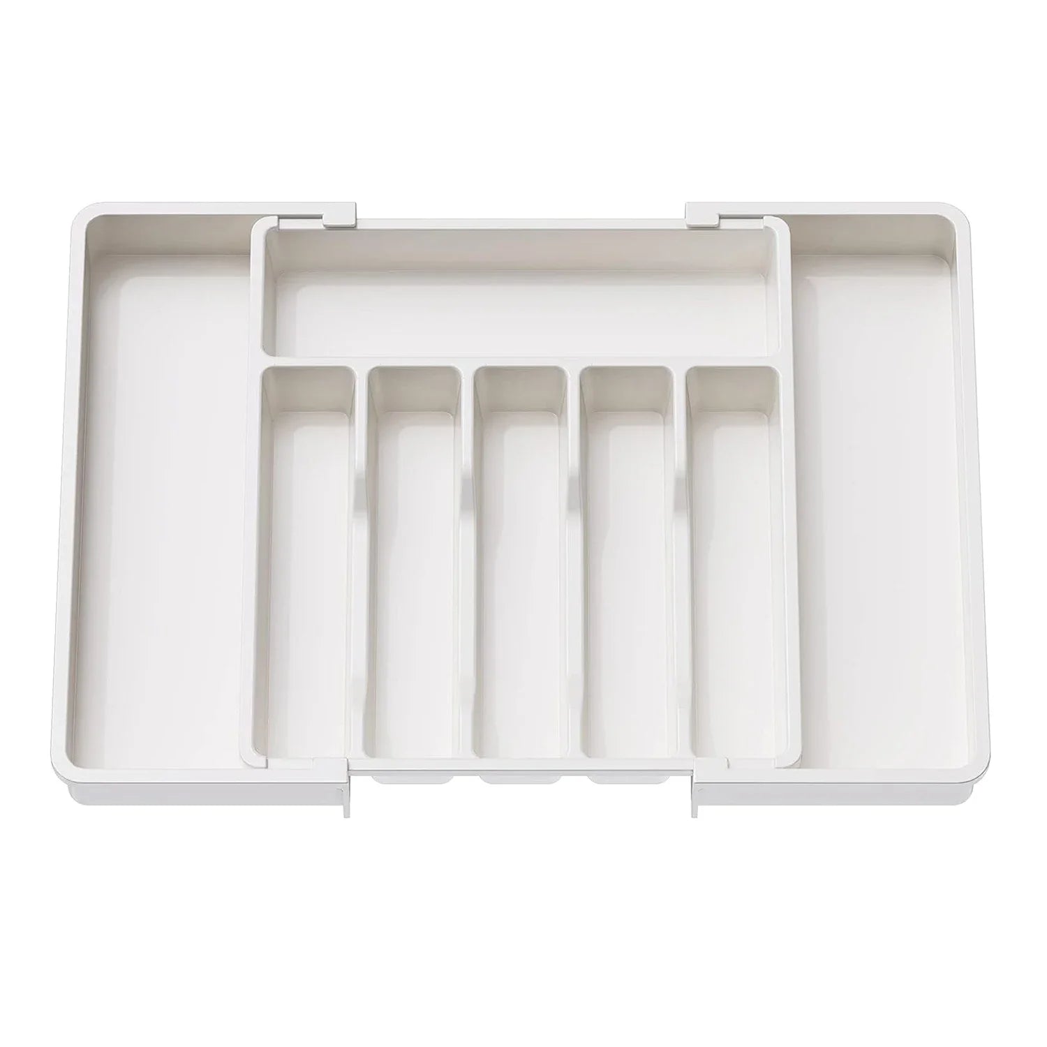 Silverware Drawer Organizer, Adjustable Expandable Utensil Tray, Plastic Cutlery Storage for Flatware, Knives, Spoons, Gadgets