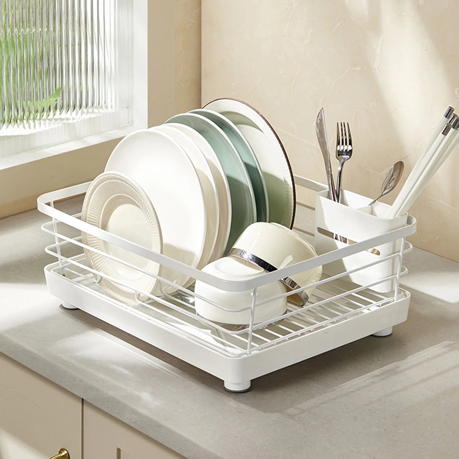 Dish Drying Rack Stainless Steel Drain Basket Drainage Design Stable Base Drain Holder Space-saving Hollow Out Dish Drying Rack