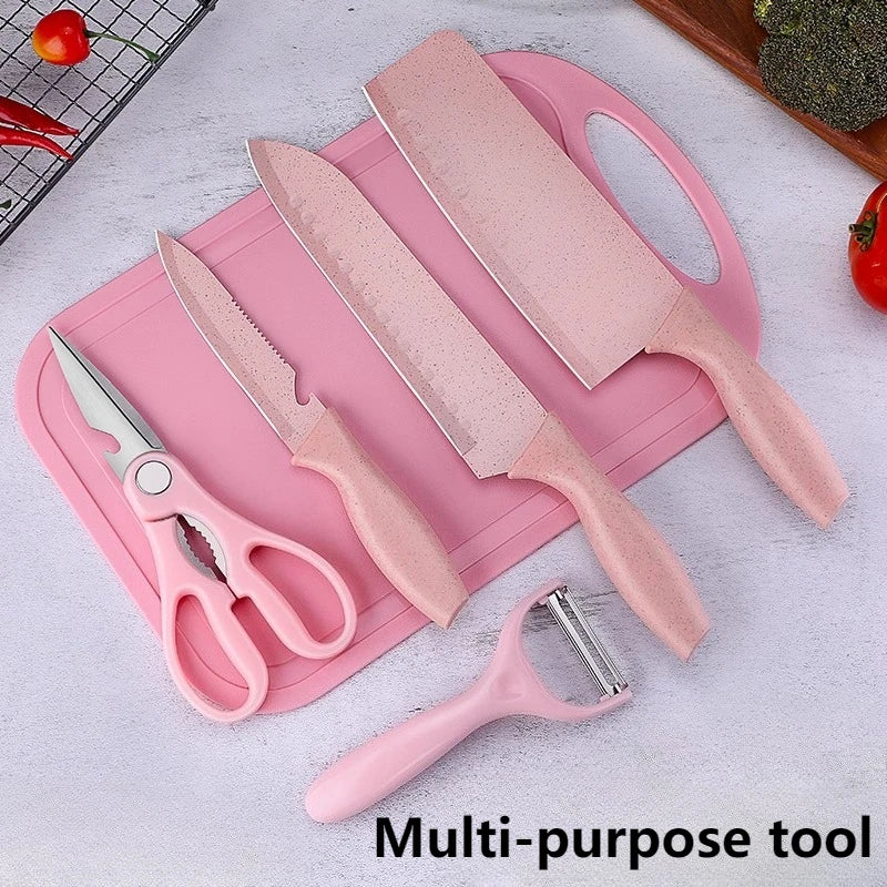 Kitchen Utensils Pink Fruit Knife Slicing Knife Ultra-Fast Sharp Stainless Steel Multi-Purpose Knife Meat Cutting Vegetable Knif