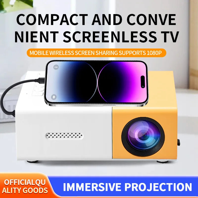 1pc Portable Projector with Built-in Speaker & USB/AV Input,for Home Theater, Gaming, Office,Compatible for Smartphones, Tablets